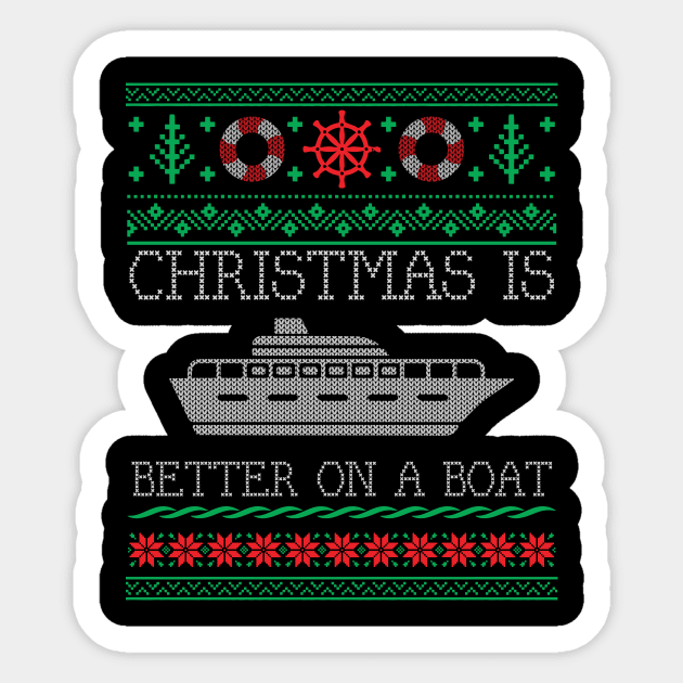 Boating Christmas Is Better On Pontoon Boat Ugly Christmas Sweater Sticker by mrsmitful01